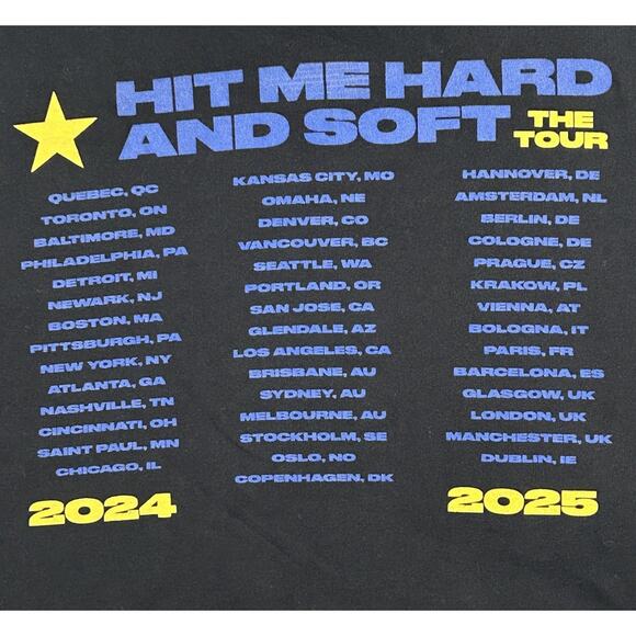 Distressed Billie Eilish Graphic Tee 2024 Tour T-Shirt Black Small - Picture 5 of 5